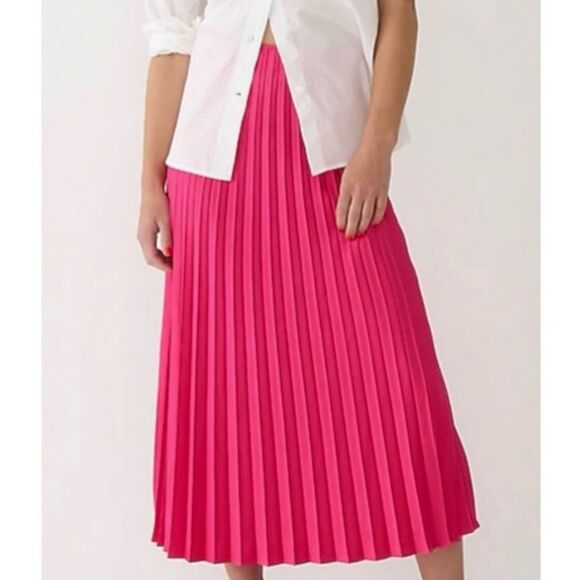 J. Crew Accordion Pleat Pink A-Line Midi Skirt size 4 - Picture 1 of 6